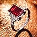 Dsnyu 14 K Gold Rings for Women, Eternity Ring White Gold with Rectangle Shape Created-Ruby 3ct Band Fashion Trendy Size 6