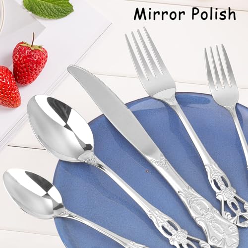 Retro-Royal-Silverware-Set-With-Gift-Box-For-8-Cutlery-Set-Utensils-Stainless-Steel-Flatware-40-Pieces-MIKIWAY-Kitchen-Tableware-Set-For-Gifts-Festive-Dishwasher-Safe-Mirror-Polishing Retro Royal Silverware Set With Gift Box For 8 Cutlery Set Utensils Stainless Steel Flatware 40 Pieces MIKIWAY Kitchen Tableware Set For Gifts Festive Dishwasher Safe Mirror Polishing