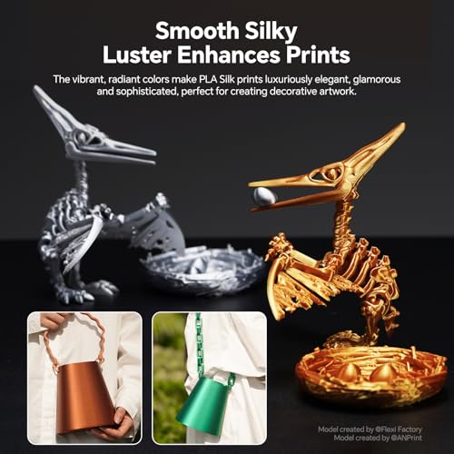 Image of ANYCUBIC Silk Filament, Clog-Free Shiny 3D Printer PLA Filament 1.75mm Dimensional Accuracy + /- 0.02mm, 1KG Reusable Spool (2.2 lbs), Silk Copper