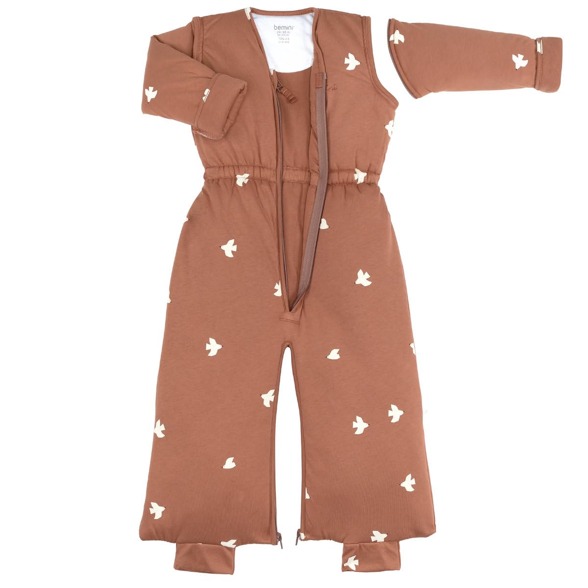 BEMINI Schlafsack mit abnehmbaren Beinen für den Winter, 2.5 Tog Pady Jersey + Jersey, Piuma Mocca