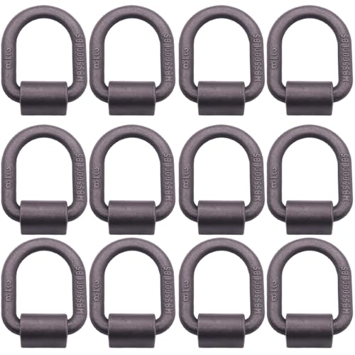 BoxerTool 3/8" Heavy Duty Weld On D Ring - 5,000 LBS Breaking Strength Tie Down Anchor for Truck Bed - Forged D Rings for Trailer (12 Pack)