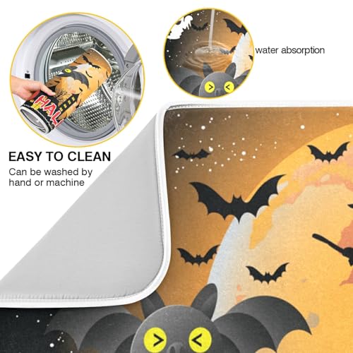 Alfombrilla de secado para cocina Nander con diseños de Halloween, absorbente y reversible 3