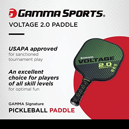 Gamma Sports 2.0 Pickleball Paddle: Mens And Womens Textured Graphite Face Pickle-Ball Racquet - Indoor And Outdoor Racket: Voltage Green, ~7.6 Oz #TOP1
