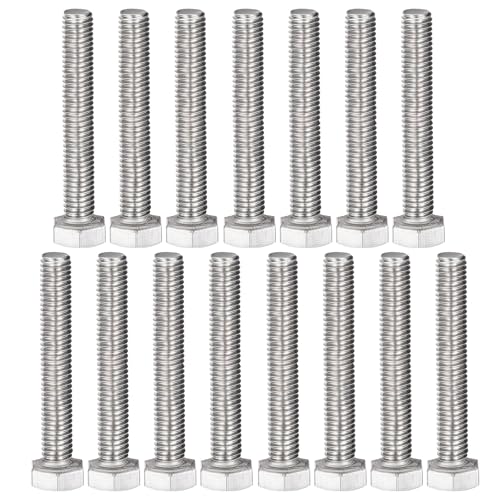 Image of MroMax 15Pcs M8-1.25 Hex Bolts, M8 x 50mm Hex Head Screws Bolts | 304 Stainless Steel 18-8, Fully Threaded, External Hex Drive, for Machinery Base and Bracket Mounting