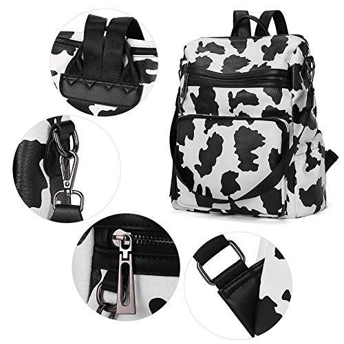 Image of CLUCI Backpack Purse for Women Fashion Leather Designer Travel Large Ladies Shoulder Bags with Tassel Milk Pattern, Black With Zebra Pattern, Large, Contemporary