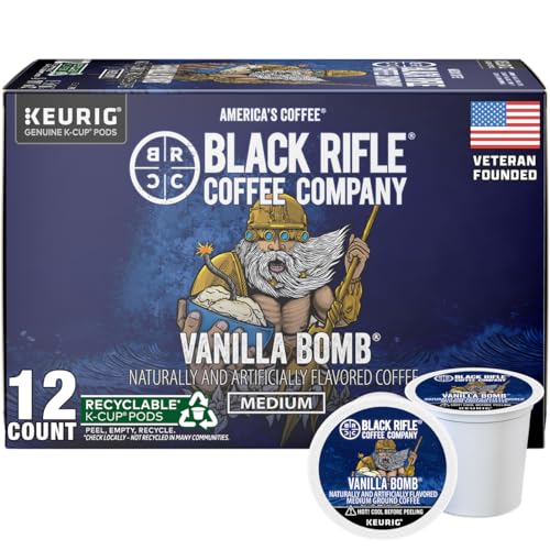 Black Rifle Coffee Company Vanilla Bomb 12 Count, Medium Roast K Cups - Single Serve K Cups Coffee Pods - Kcup Pods Compatible with Keurig 1.0 & 2.0 - Made from Arabica Beans