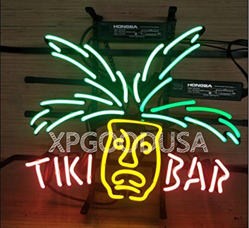 Tiki Bar Neon Sign-17”×13” for Home Bedroom Garage Decor Wall Light, Striking Neon Sign for Bar Pub Hotel Man Cave Recreational Game Room
