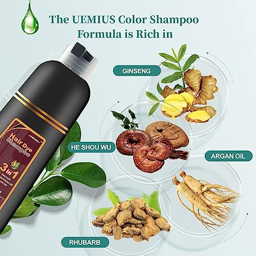 Fondiia Uemius Meidu Hair Dye Shampoo Instant 3 In 1 Easy Ammonia-Free Shampoo For Women & Men (100% Herbal Natural Ingredients) Grey Hair Coverage Dark Coffee(500Ml,17.6 Fl Oz) #TOP2
