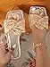 OYOANGLE Women's Metallic Twist Front Open Toe Flat Sandals Fashion Slide Sandals Gold EUR42
