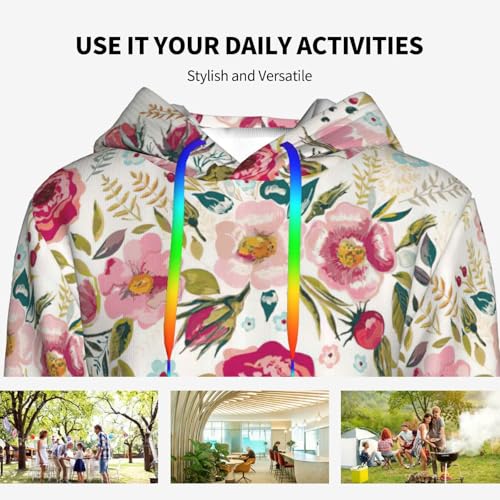 Sweat à capuche femme imprimé floral et pull graphique ajusté doux - 7