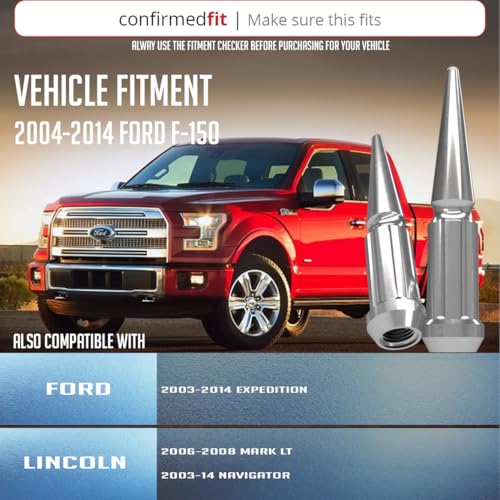 Image of Wheel Accessories Parts 24 Pcs M14x2 14x2 Thread Spike Spline 4.40 inch Long Lug Nuts Chrome Truck Spline Hex Fits Ford Expedition F-150 | Lincoln Navigator