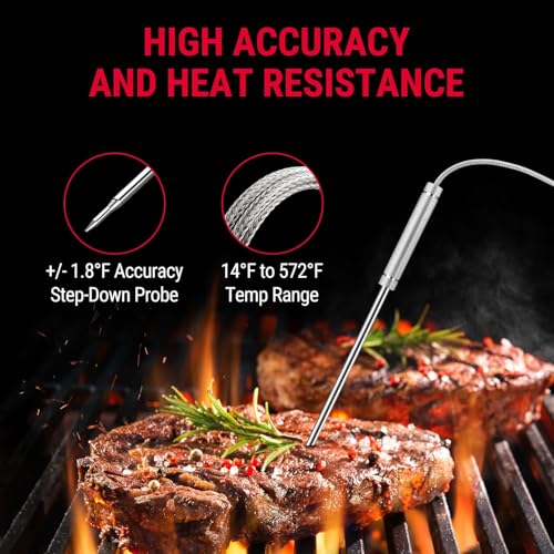 TempPro TP20 500FT Wireless Meat Thermometer with Dual Meat Probe, Digital Cooking Food Meat Thermometer Wireless for Smoker BBQ Grill Thermometer Beef Steak Turkey Thermometer (Previously ThermoPro)