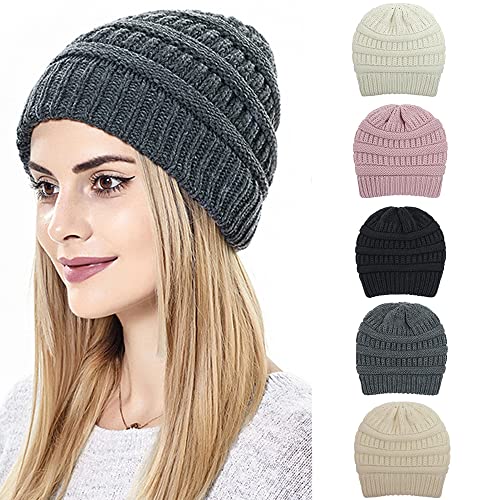 CICITOYWO Gorro de inverno para mulheres, chapéu de proteção de cabelo gorro macio de malha de cetim