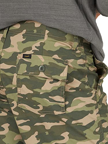 Lee Mens Extreme Motion Relaxed Fit Utility Flat Front Shorts, Brown Camo, 36 Us #TOP3