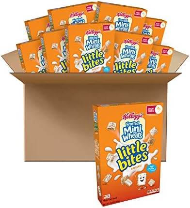 Kellogg's Frosted Mini-Wheats Little Bites Cold Breakfast Cereal, Fiber Cereal, Kids Snacks, Original (10 Boxes)
