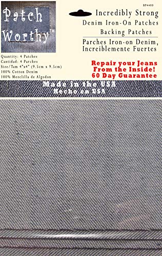 4 Pack Backing Patches - Super Strong Iron on Denim Jean Patch - Dark Blue