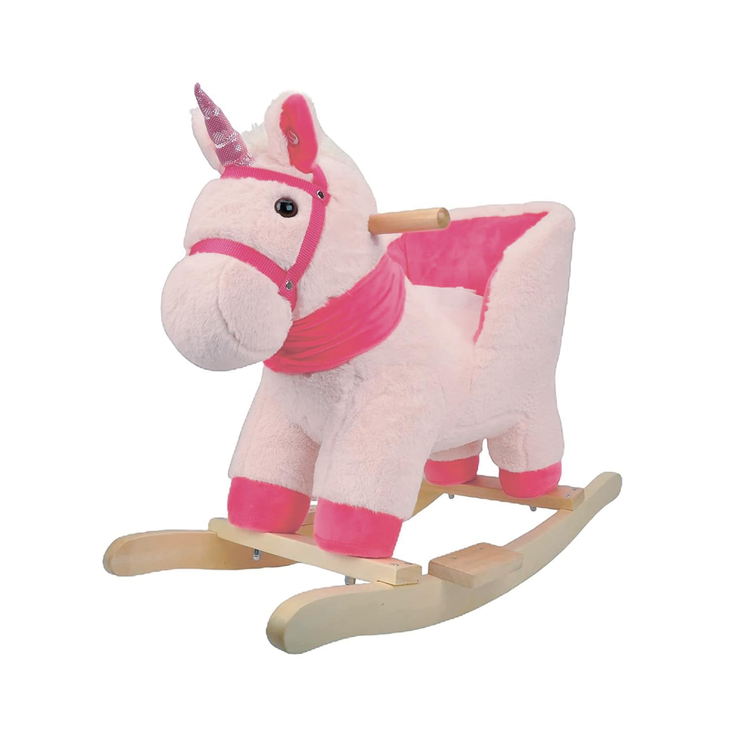 Unicorno a Dondolo Rosa, Morbido Peluche Cavalcabile per i Bambini Più Piccoli