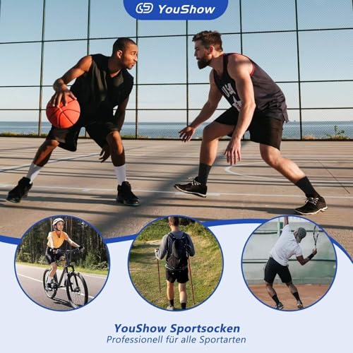 Youshow Mens Socks Size 9-12 Uk Golf Socks For Men White Sports Socks For Mens Crew Socks Men Hiking Socks For Men White Cotton Socks Men's Socks 7-11 Seamless Socks Mens 6 Pairs - 6