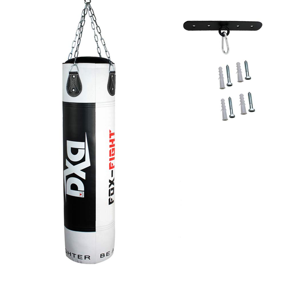 FOX-FIGHT Worek bokserski bez wypełnienia wraz ze stalowym łańcuchem z uchwytem sufitowym Punching Bag Kickboxing MMA sporty walki Muay Thai Boxs 180 x 35 (bez wypełnienia) DXD ...