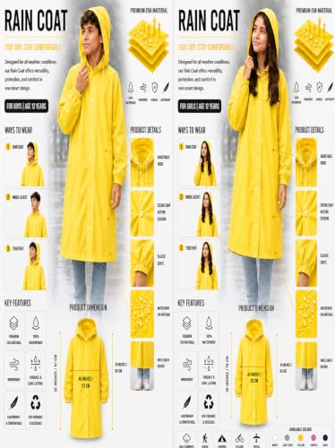 Image of Premium Kids Waterproof Raincoat | Full Coverage Hooded Rain Wear for Boys & Girls | Rainwear |