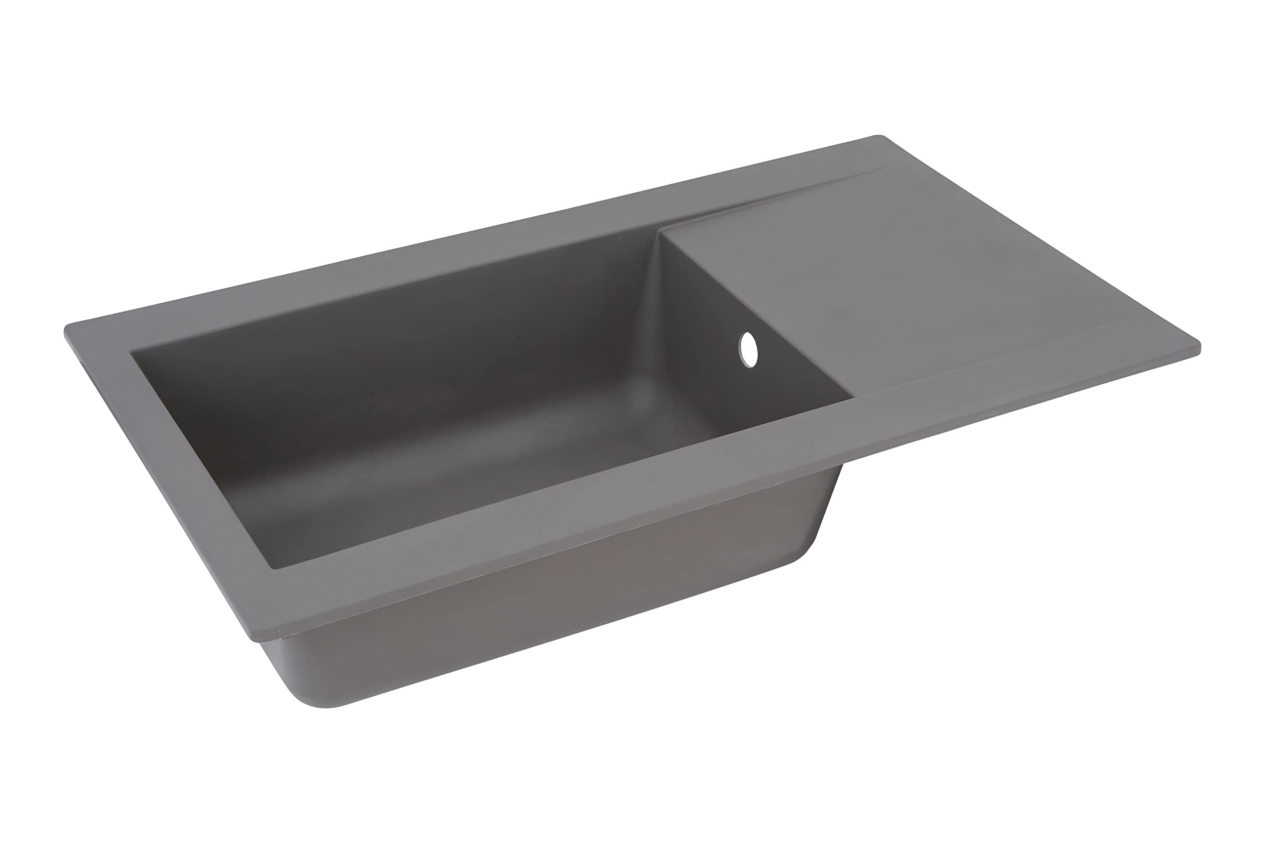 Respekta fregadero de cocina Denver de mineralita en gris cemento/Fregadero empotrable de 1 cubeta en 86 x 50 cm/Lavabo adecuado para armarios inferiores de 60 cm de ancho