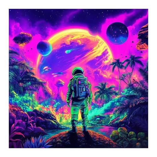 bleihum Glow-in-the-Dark Diamond Art Kits for Adults Space 5D Diamond Painting for Adults Beginners DIY Full Drill Diamonds Paintings Gem Art Frameless Home Decor 13.8x13.8inch