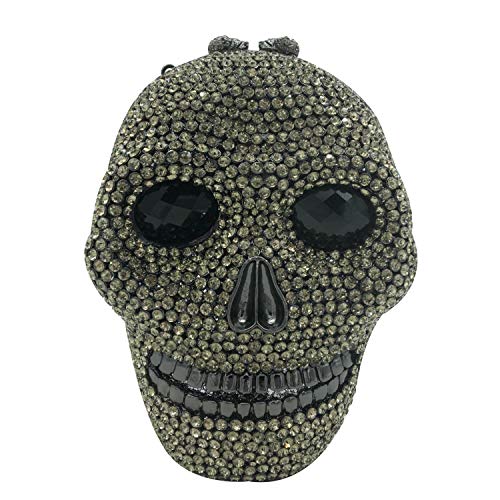 Image of Boutique De FGG Skull Crystal Clutch Purse for Women Formal Rhinestone Clutch Evening Bag Halloween Minaudiere Handbag,Mini