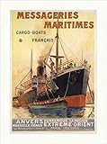 Biller Antik Messageries Maritimes Cargo Boats Marseille Orient Impression d\'art Monde 262