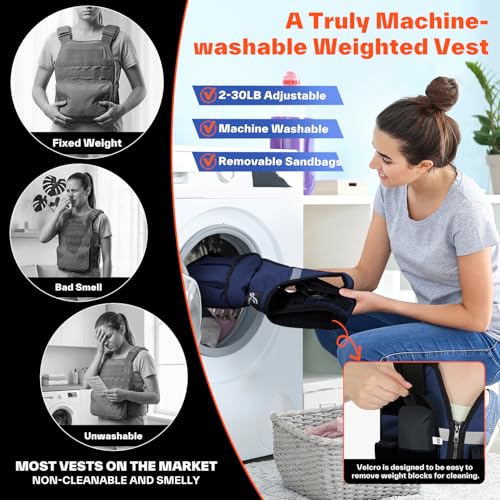 Image of Sportneer Adjustable Weighted Vest Weights: 2-18 lbs /2-42 lbs Washable Weight Vest for Walking 16 In 1 Fast Adjust Rucking Vest for Women and Men Home Gym Running Jogging Strength Training Vests