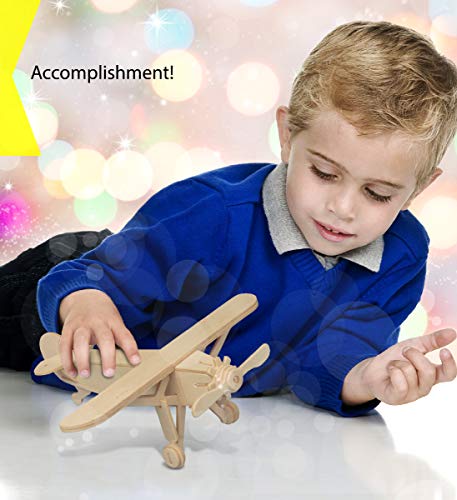 Puzzled Wooden Airplane Model Kits - Water Plane, Spirit Of St. Louis, Nieuport 17 & Tri-Plane 3D Wooden Puzzles Set, Educational Adults & Kids Toys Diy Airplane Kit Assembly Planes To Build - 4 Pack #TOP5