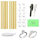 xiluuyou Ajustadores de Tamaño de Anillo, Ajustador de Anillos Invisible, Anillos Transparente Adaptador de Silicona con Medidor de Tallas y Paño de Pulido, Dorado