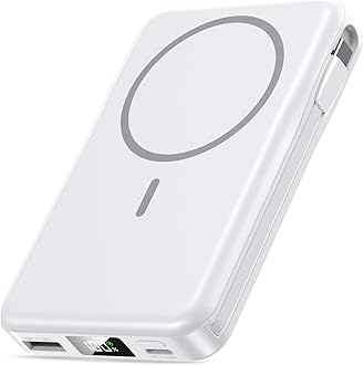 Magnetic Portable Charger, 10000mAh Power Bank, 5 in 1 Portable Charger with Built in Cable, 20W Fast Charging for Magsafe Battery Pack Compatible with iPhone 16/15/14/13 Pro/Pro Max, Samsung Series