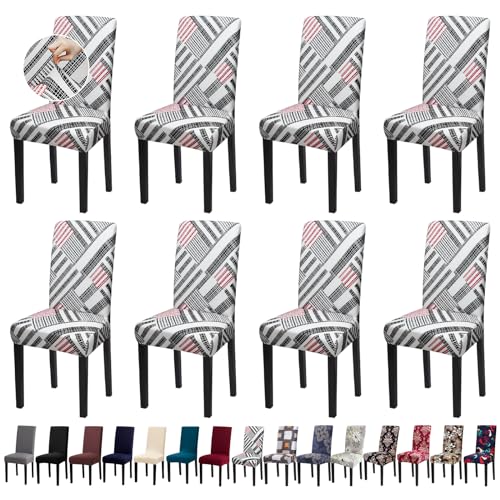 Fafua Chair Covers, Stretch Dining Room Chair Covers Set of 8, Removable Washable Dining Chair Slipcovers for Home, Hotel, Banquet