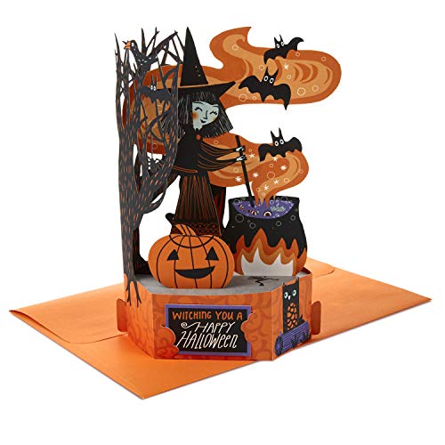 Carte d'Halloween pop-up Hallmark Wonder avec chaudron de sorcière en papier
