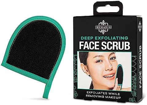 Dermasuri Deep Exfoliating Face Scrub and Body Scrub Mitt - Facial Exfoliator & Skin Cleanser - Part of the Best Skincare Kit for Women & Men - Cleanse Dead or Dry Skin - Face Exfoliation Tool