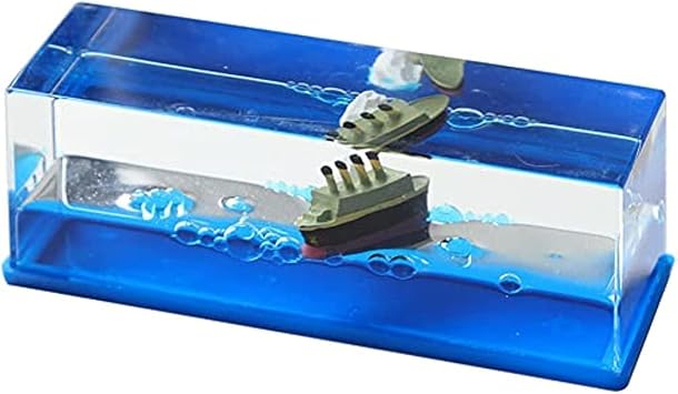 Unsinkable Titanic Toy Cruise Ship Decoration, Acrylic Cruise Ship Mode Fluid Drift Bottle, Handicraft Nautical Ornaments Home Decorations Gifts A
