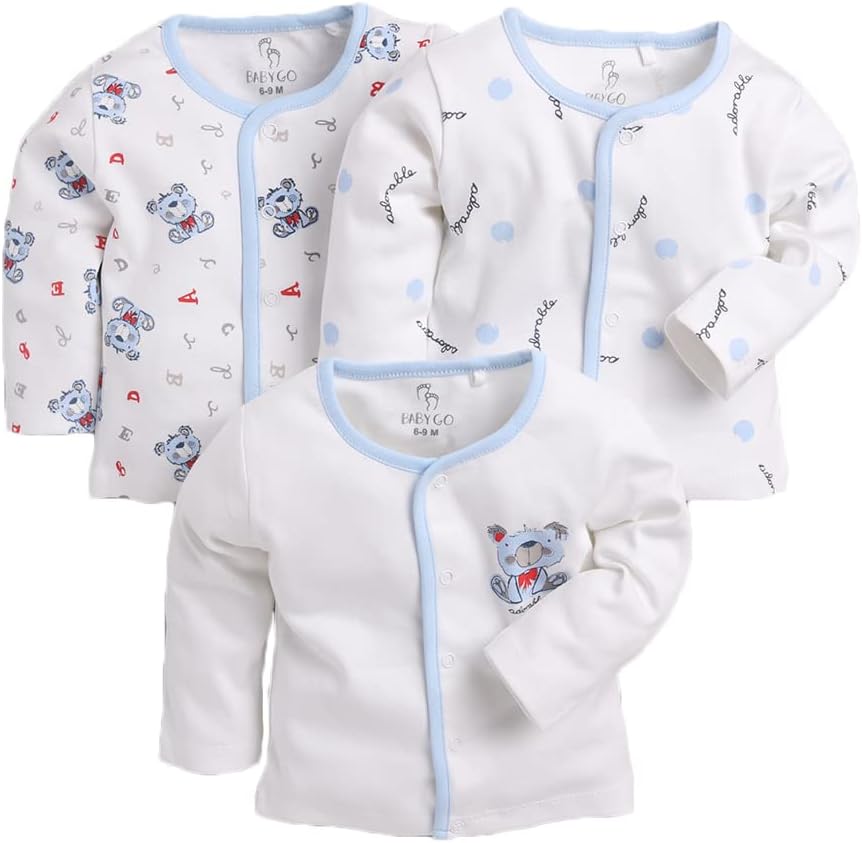 Full Sleeve Regular Round Neck Front Open Pack of 3 tees for Baby Boys