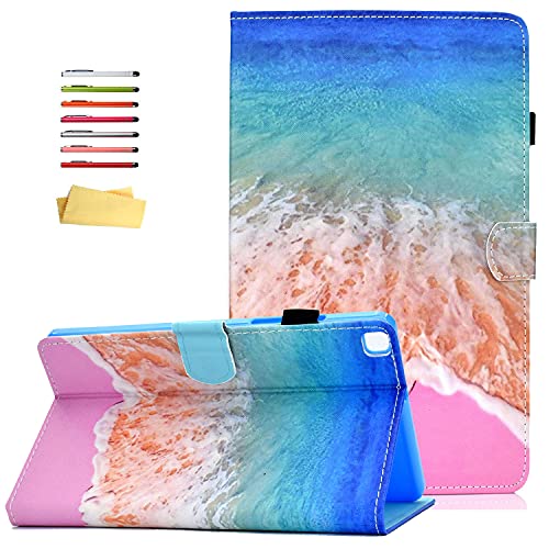 UUcovers for Samsung Galaxy Tab A7 Lite 8.7 inch 2021 Case Model SM-T225/T220 with Pencil Holder Pockets Multi-Angle Stand, Magnetic PU Leather Impact Resistant TPU Back Folio Cover, Sea Beach