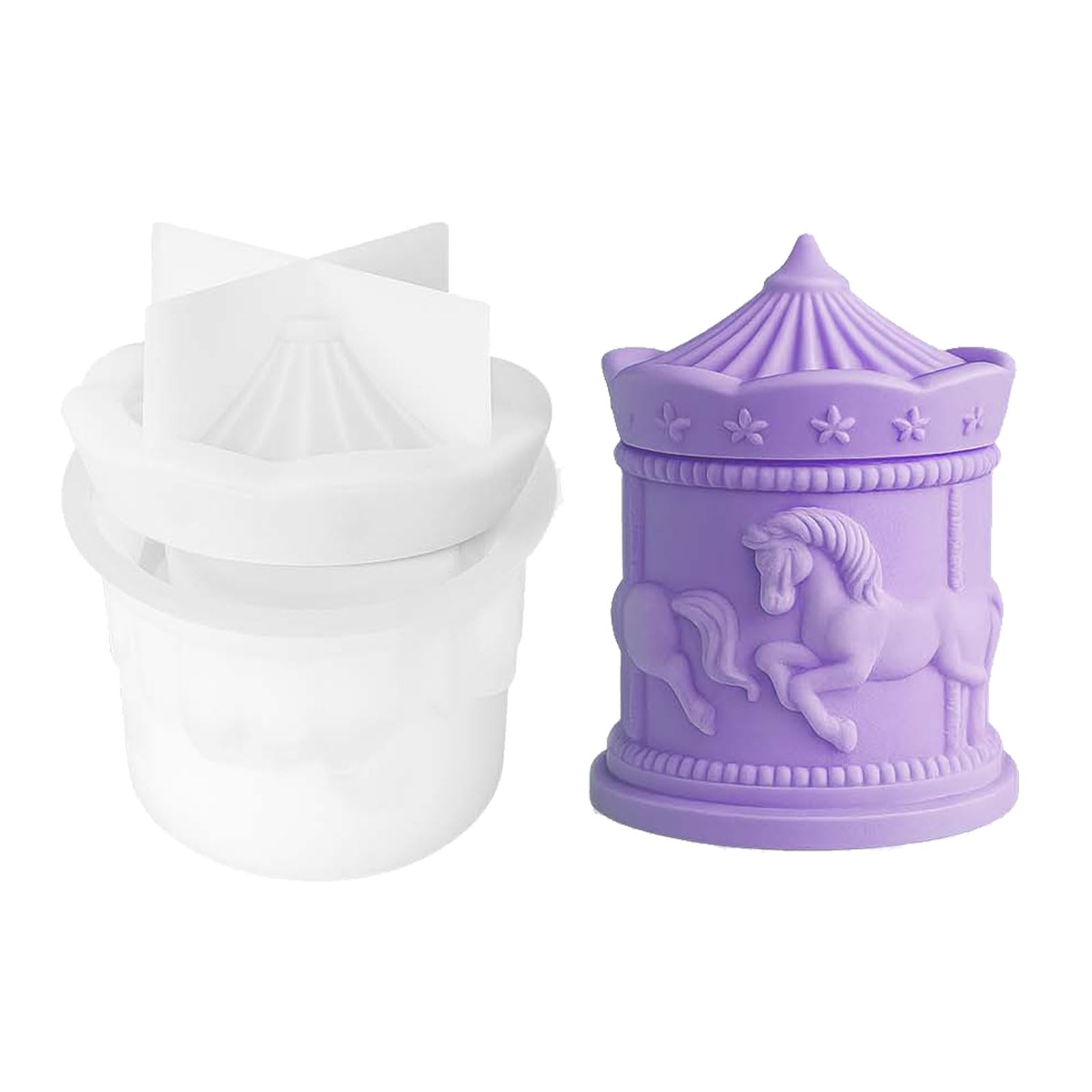 Tsophreniq Carousel Designs Silicone for Creating Decorative Container As Gift or Personalize Accent Elegant Carousel-shaped Silicone Mold