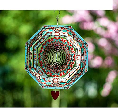 SteadyDoggie Wind Spinner Mandala Mystique 30cm (12inches)  3D Stainless Steel  Laser Cut Metal Art Geometric Pattern - Hanging Wind Spinner, Kinetic Yard Art Decorations - Indoor/Outdoor Decor