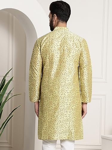 Image of SOJANYA Men's Silk Blend Kurta with Paisley Design