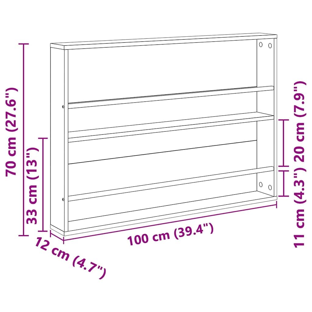 Zeitschriftenregal 2er Set, Wandmontage Zeitschriftenhalter für Wohnzimmer, Holzwerkstoff, 100 x 12 x 70 cm
