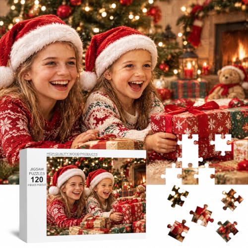 Custom Photo Puzzle from Your Picture, Personalized Jigsaw Puzzle 120 to 1000 Pieces, Glossy Finish for Pet, Family, Christmas, Birthday, Wedding, (Made in USA)