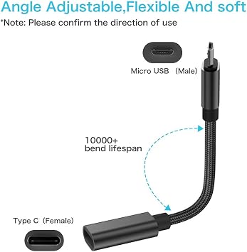 USB C to Micro USB Adapter, KUXIYAN (2 Pack) Type C Female to Micro USB Male Charger Connector Support Charge & Sync Compatible with Samsung Galaxy S7 Edge S6, LG Nexus 5 4 and Micro USB Devices-Black
