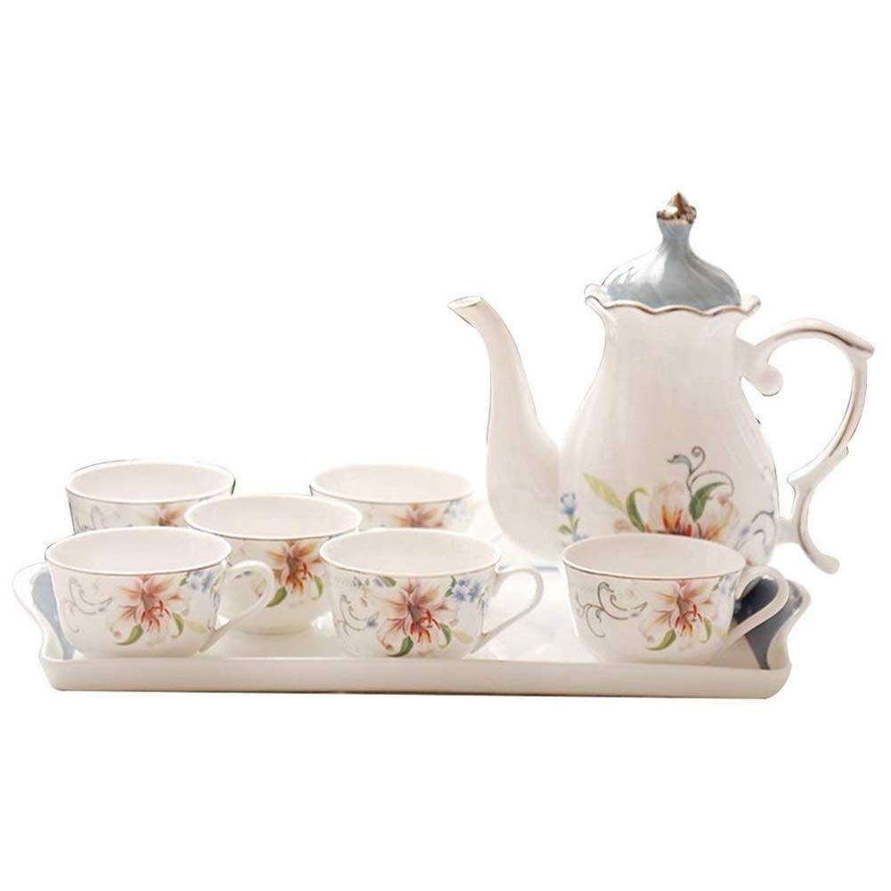 Set da tè da 8 Pezzi, Set da caffè, Set da tè in Porcellana, Serie Soggiorno, Set di Tazze in Stile Europeo, Set di Tazze da caffè per La Famiglia, Set di Tazze da tè, Set Regalo,