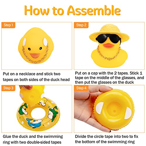 Image of wonuu Car Rubber Duck, Yellow Duck Decoration Dashboard with Sun Hat Swim Ring Necklace Sunglasses for Car Dashboard Decorations