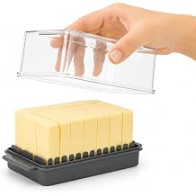 Butter Box with Lid & Cutting Guide Transparent Plastic Butter Dish for Kitchen & Refrigerator | Cheese & Butter Storage Container with Slicer Grid | BPA-Free Multipurpose Butter Cutter Tray.