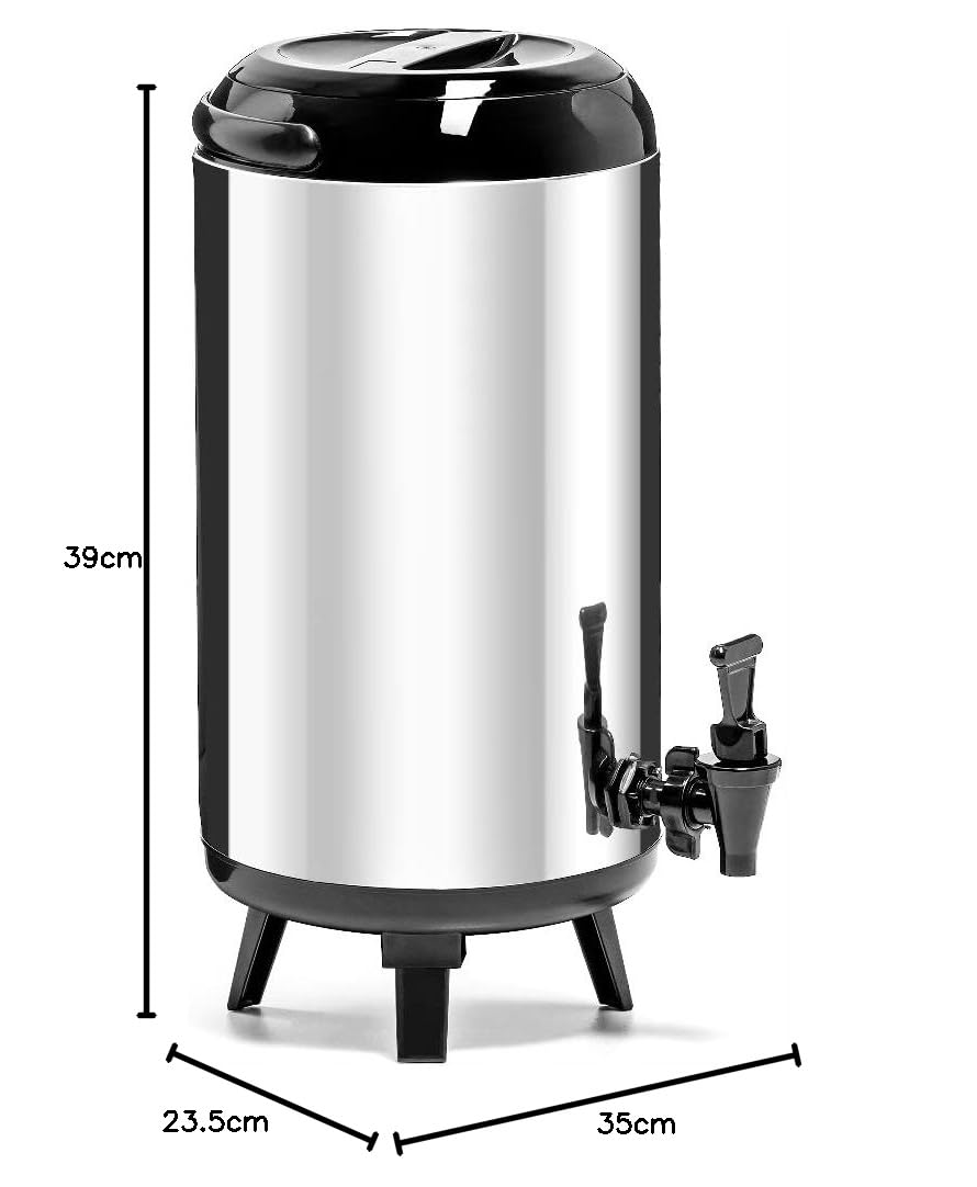 Gastronomía Caja Térmica de Acero Inoxidable | Capacidad 10 Litros | Caja Térmica para Bebidas con Válvula | Termo para Agua Caliente o Fría | Termo Contenedor Termopuerto