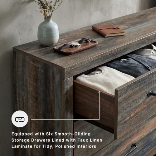 Signature Design by Ashley Rustic 6 Drawer Bedroom Dresser, Drystan - image 5