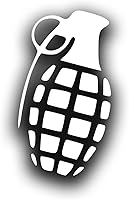 Vista 1 de KCD3379 - Calcomanía de vinilo de granada de mano para automóviles, camiones, ventanas, parachoques, paredes, laptops, 5 pulgadas, color blanco sin